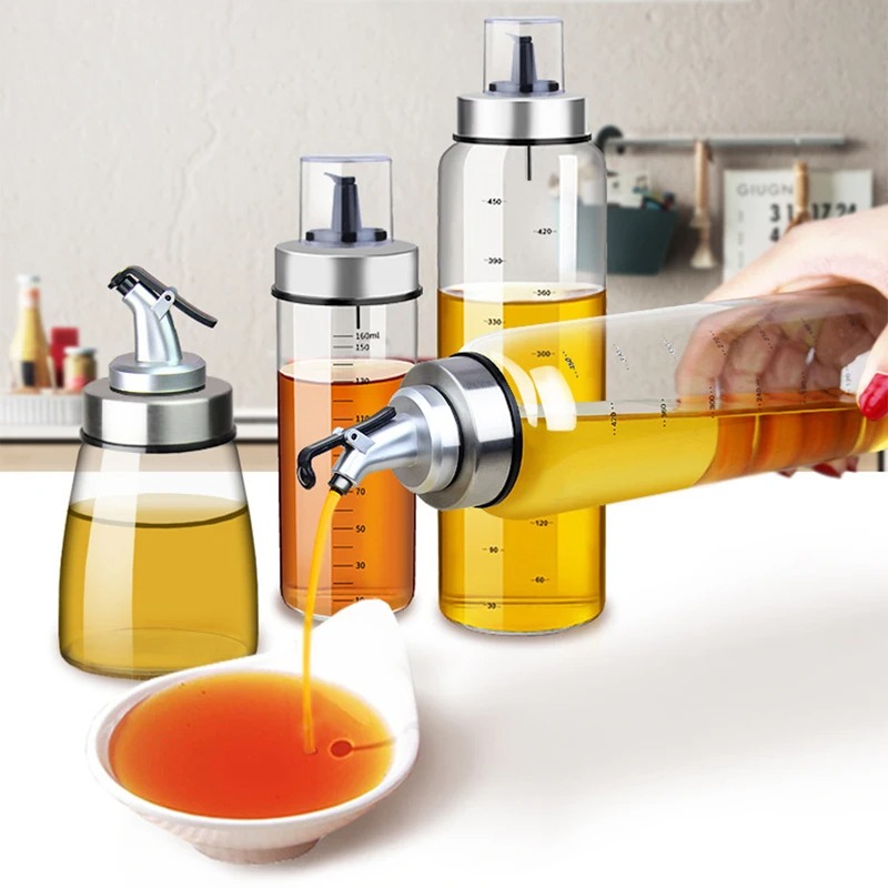 Botella de aceite de condimentos para cocina, botella de salsa, botellas de almacenamiento de vidrio para aceite y vinagre, dispensador de aceite para cocina, 180/300/500ml