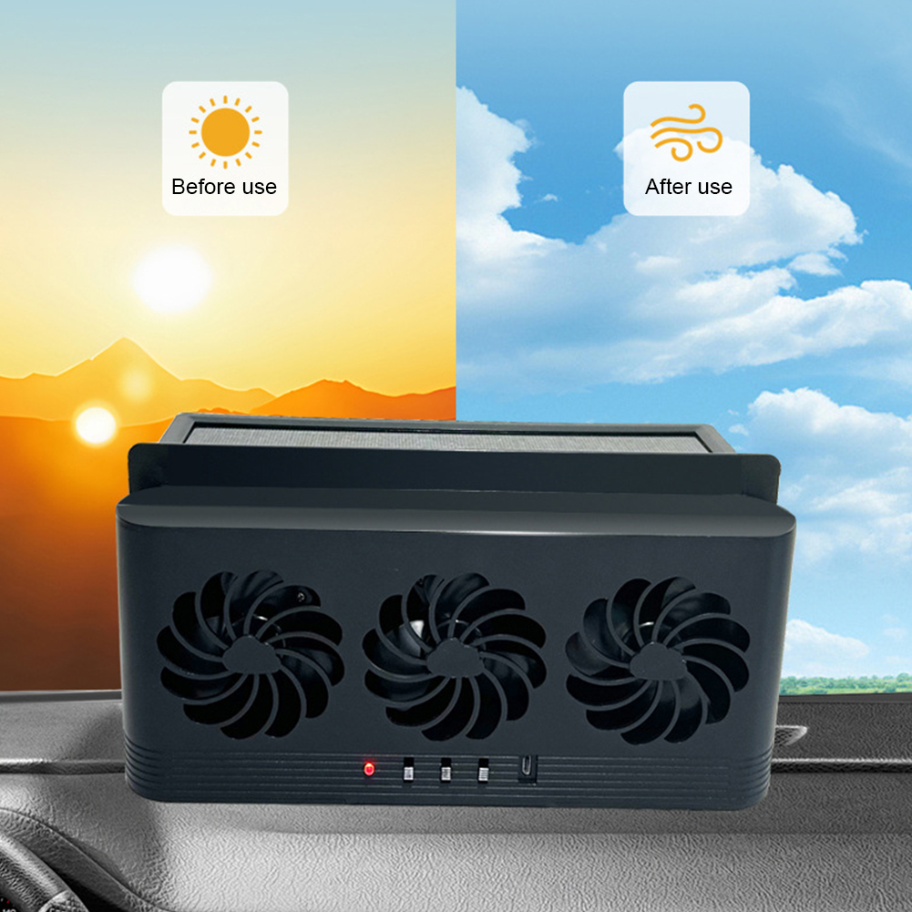 Ventilador de refrigeración de radiador de coche con energía Solar, elimina el olor Peculiar, ventilador de ventilación de ventana de coche, ventilador de ventilación automático alimentado por USB para vehículos