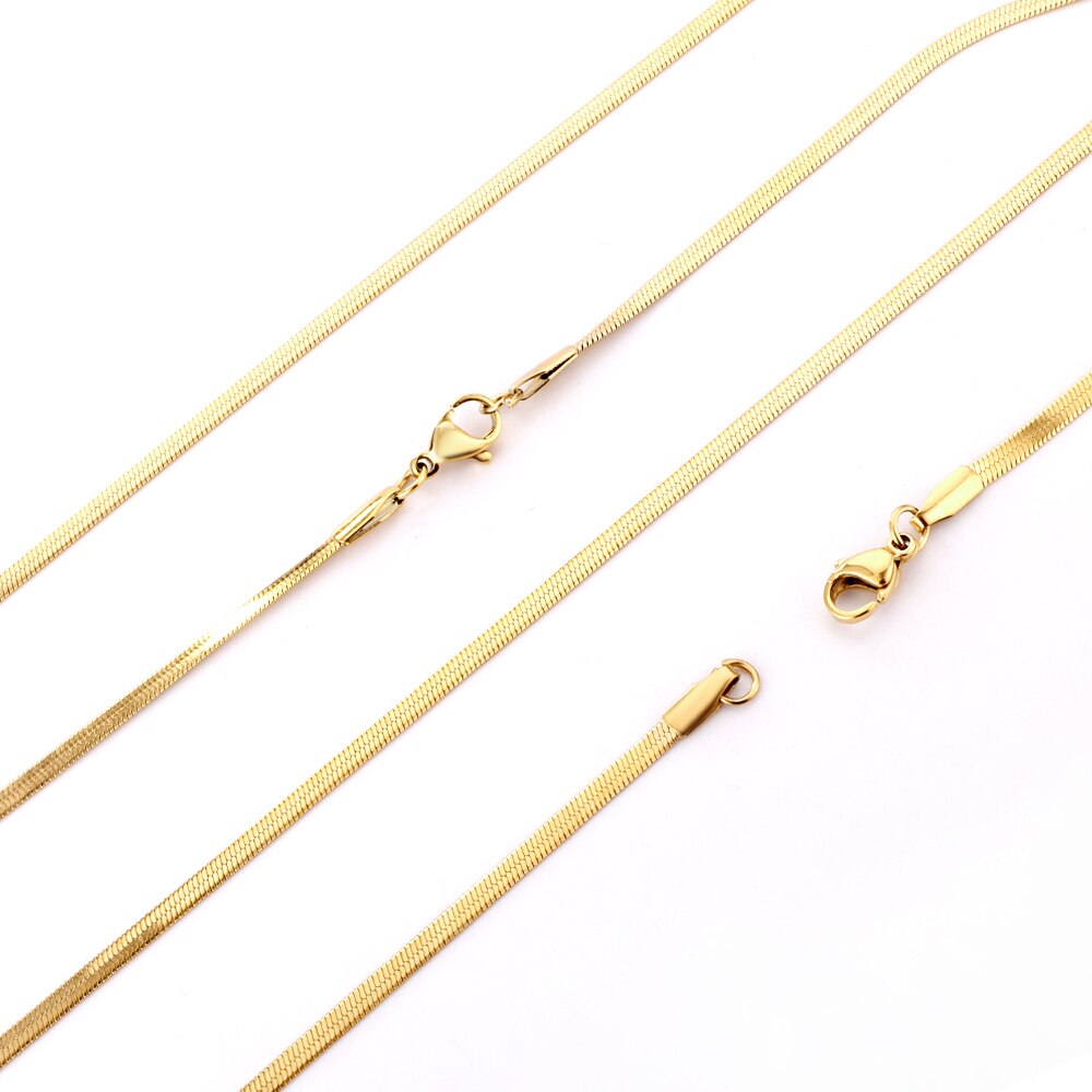Cadenas de hoja de acero inoxidable para mujer, collares de boda, piezas de joyería, exquisita gargantilla, 45/50/55/60Cm de ancho, 2,5mm de ancho, 1 ud.