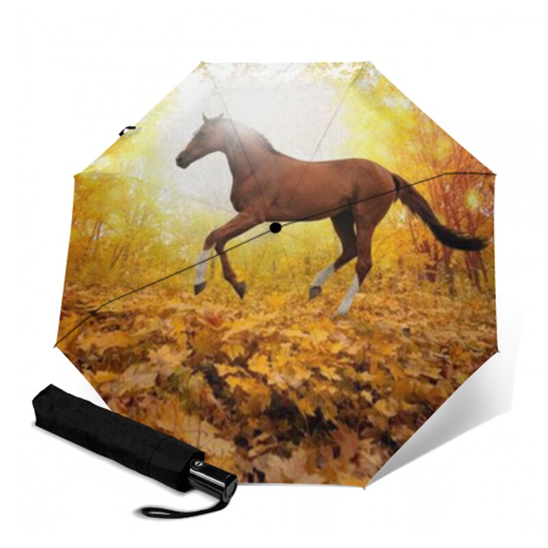 Fully-Automatic umbrella Horse Painting Parasol UV protection Aluminum Alloy Umbrellas Guarda Chuva Paragua Rain Gear