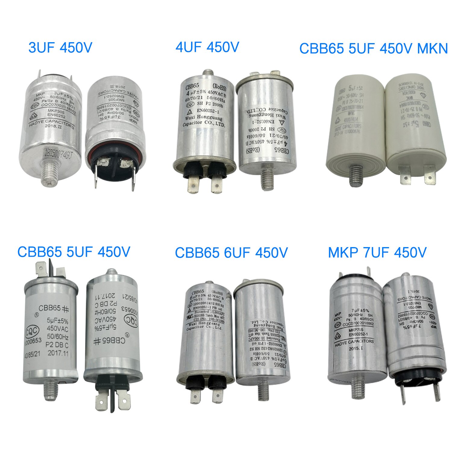 Condensateur pour lave-vaisselle, 450V, accessoire pour moteur, CBB65, MKP3/4/5/6/7UF