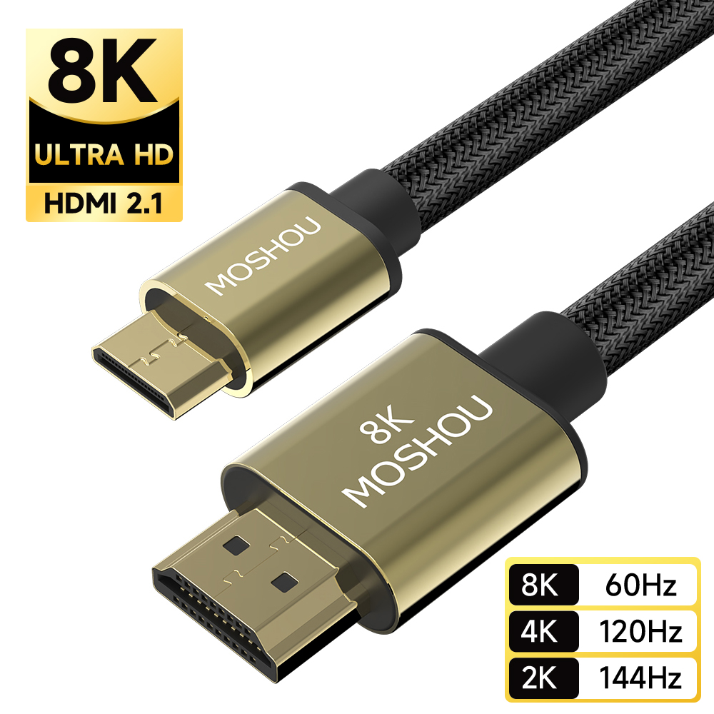 Mini Hdmi Naar Hdmi-Compatibele Kabel Moshou 8K @ 60Hz 4K @ 120Hz