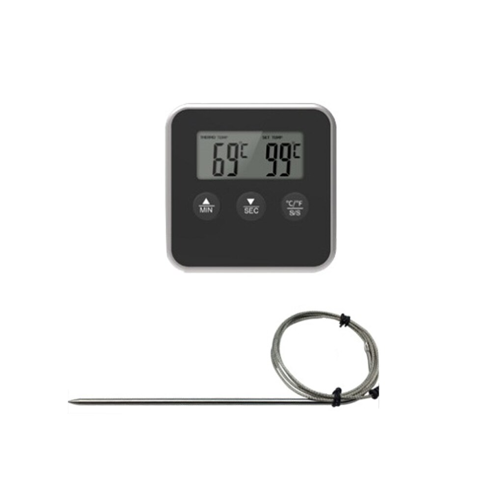 Electronic Digital LCD Food Thermometer Probe BBQ Meat Water Oil Cooking Temperature Alarm Cooking Timer Kitchen Cooking Tester: A