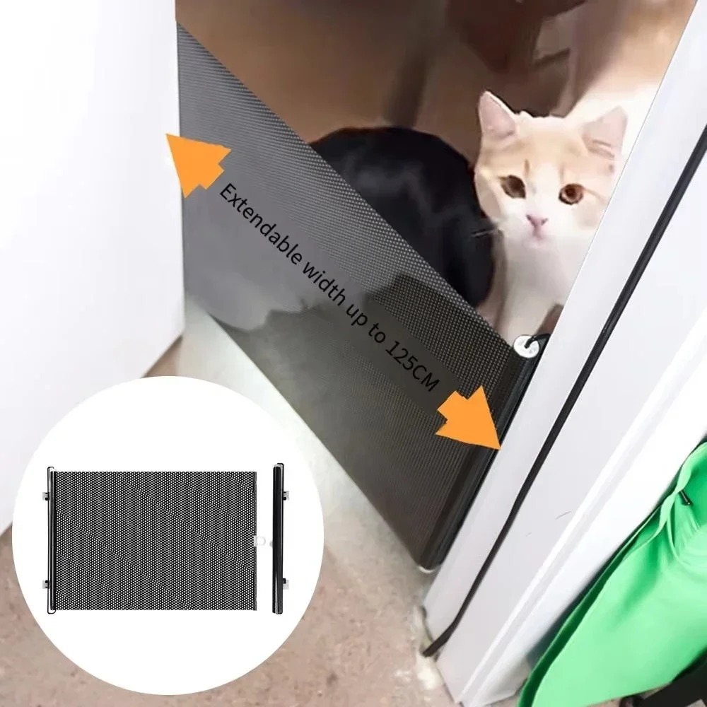 Retractable Dog Gate Mesh Safety Barrier for Indoor Use No Drilling Pet Isolation Fence for Small Dogs Doorway Hallway Stairs