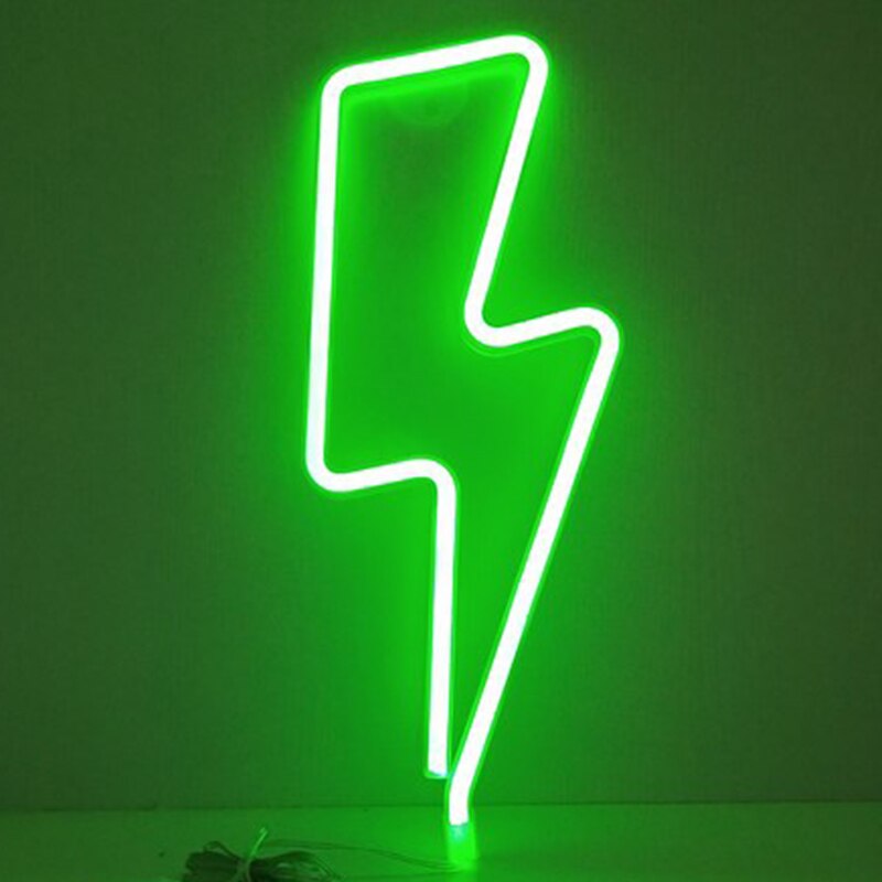 Lightning Led Neon Sign Muur Nachtlampje Usb Batterij Operated Tafellamp Voor Thuis Slaapkamer Party Wedding Decor Kids: Green