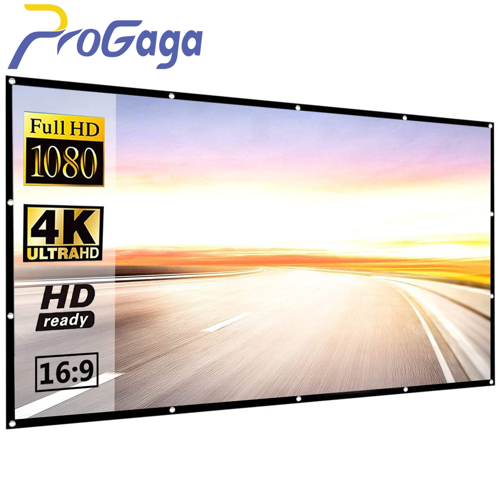 60 72 84 100 120 150 inch Simple Foldable Projection Screen 100inch Curtain 16:9 Outdoor Full HD 2K 4K Projector Screen Curtain