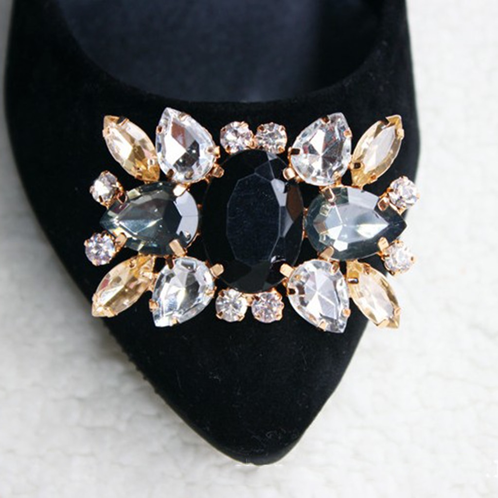 Metalen Clip Schoen Gesp Versierd Met Strass Voor Luxe Kristal Schoen
