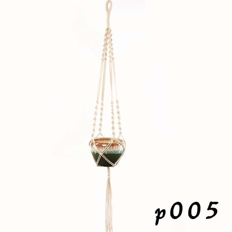 Macrame Plant Hanger Opknoping Bloempot Hanger Plant Houders Gevlochten Touw Opknoping Planter Mand Voor Thuis Indoor Outdoor Decor: p005