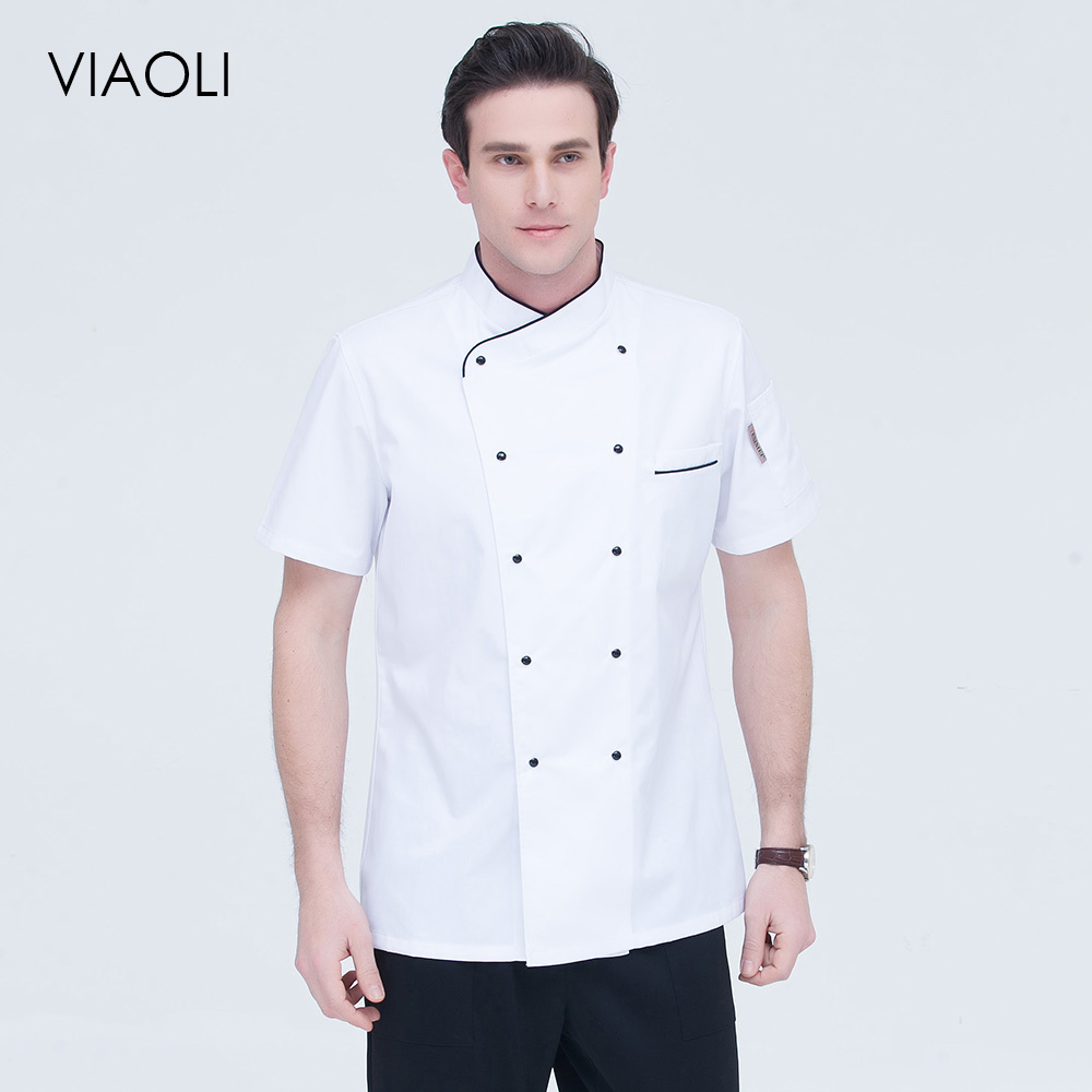 M -4xl kokkeuniform dobbeltspent hotell catering kjøkken restaurant uniform servitørskjorte hvit kokkejakke kvinne
