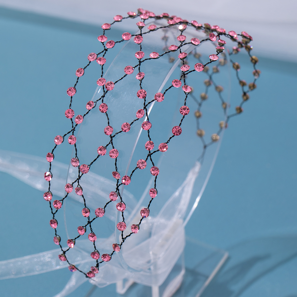 Diadema de perlas, diademas de red de cadena suave para novia, accesorios para el cabello de boda, tocado con cuentas de , joyería Noiva para mujer