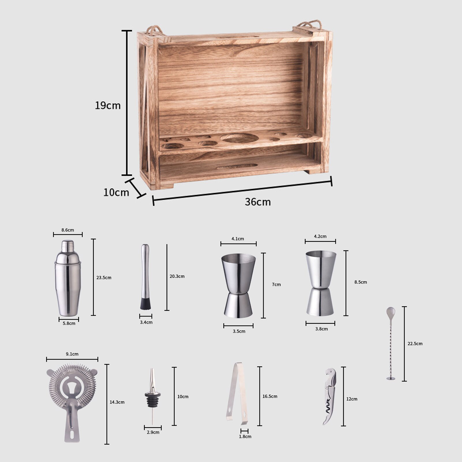 11Pcs Rvs Cocktail Shaker Set Drink Mixer Bar Set Bar Leveranties Met Stand Cocktail Wijn Bar Shaker