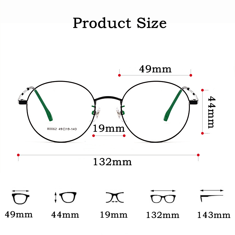 KatKani Retro Small Round Frame Women's Ultralight Metal Anti-Blue Light Myopia Optical Prescription Eyeglasses Frame 01-80062