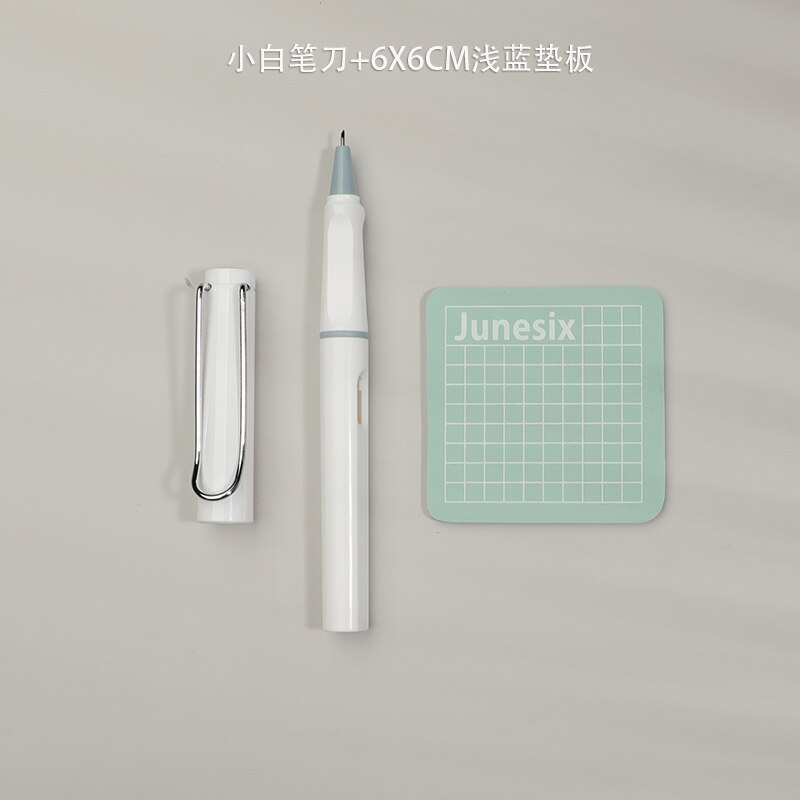 Ins White Pen Knife for Journal Notebook Cute Paper Knife A4 Cutting Board Set Utility Knife Box Cutter: Knife S Board Set