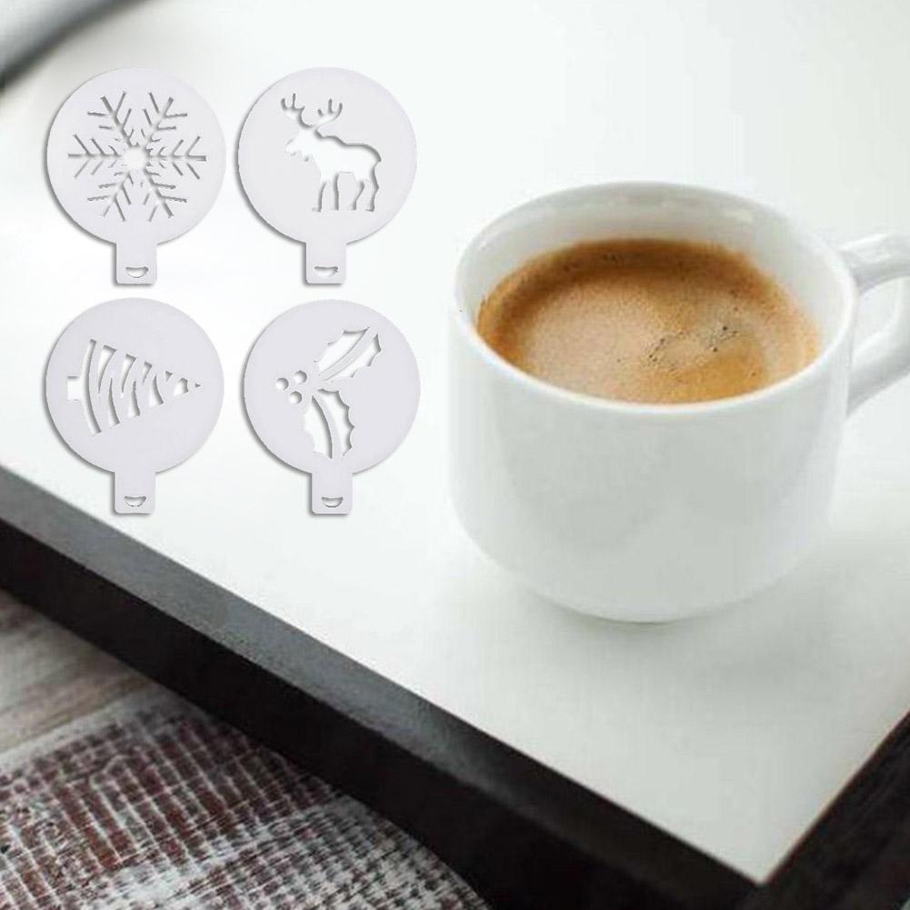 8 stk /2 poser tegneserie mønster cappuccino kaffe skum spray kaffe skabelon dekoration diy trykning forsyninger stencils barista m  w5 t 5