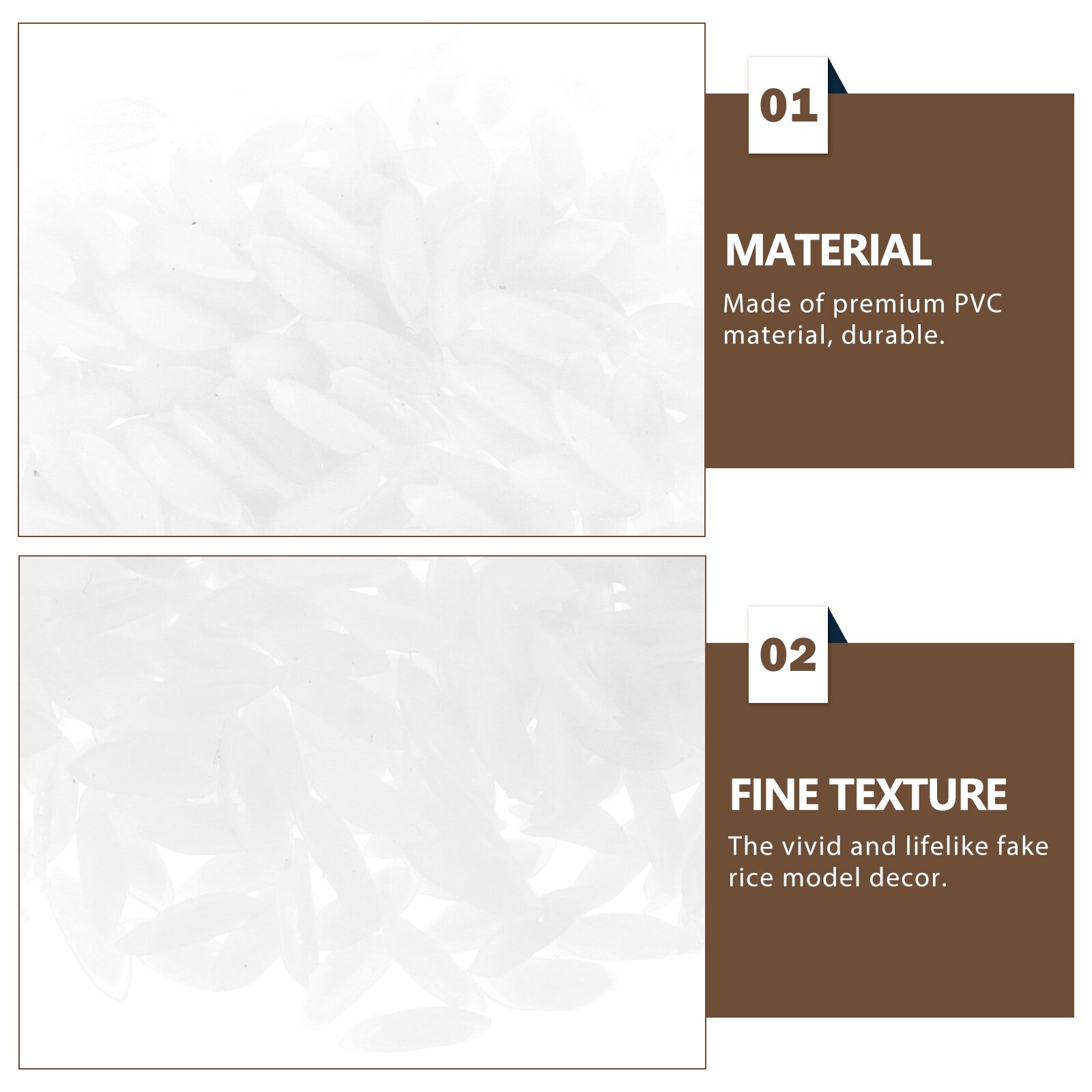 3 Packs of Artificial White Rice Simulated Rice Models Lifelike Rice Props