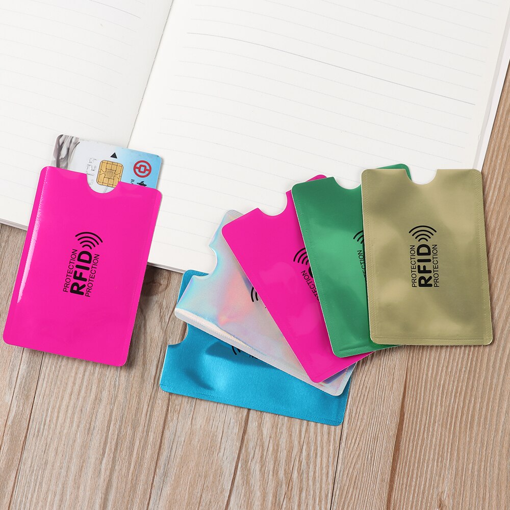 Lot de 5 protections de cartes bancaires anti-démagnétisation en aluminium, sac de protection rfid, brosse antivol nfc, porte-cartes d'identité, bureau