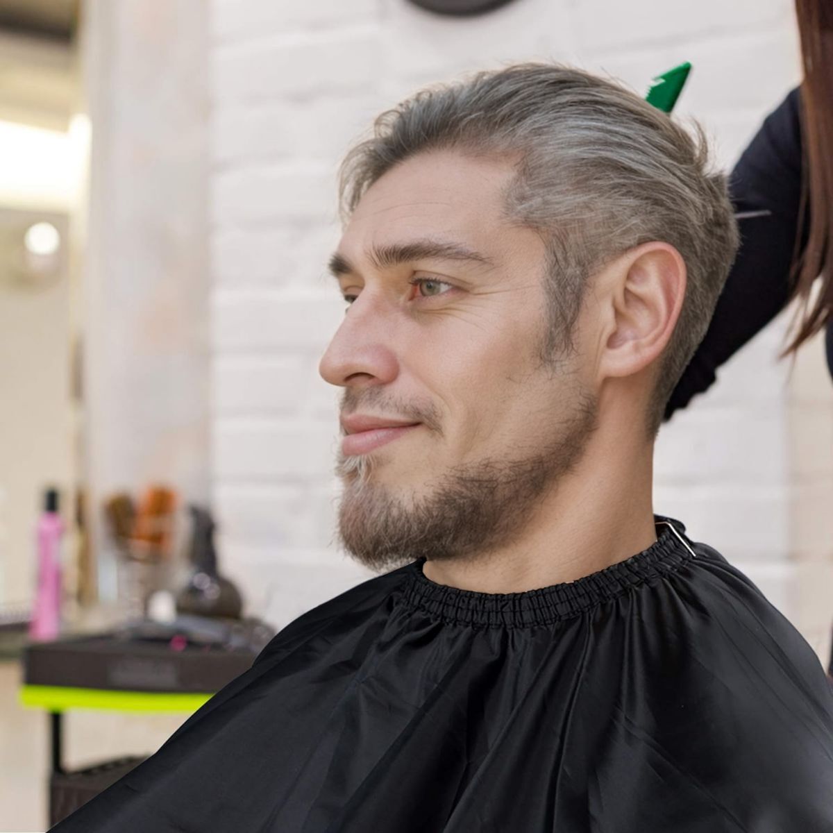 Capa de peluquero de salón negra para hombres y mujeres, capa de corte de pelo, capa de peluquería, delantal de corte de pelo, champú para el cabello, herramientas de tinte, accesorios