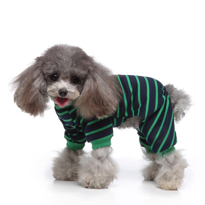 Raidallinen pyjamat koiran vaatteet koirat puku koiran haalari pentu vaatteet koiran takki pomeranian koirille vaatteet lemmikki paita chihuahua