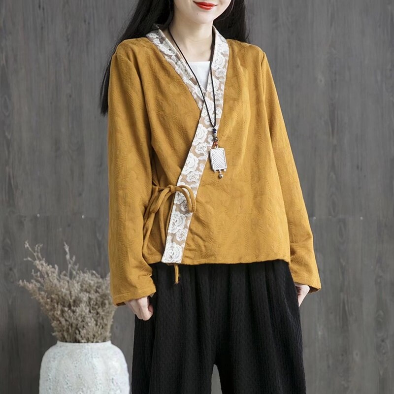 Woman Traditional Chinese Clothing Top Retro Cotton Hanfu Top Women Tops Oriental Tang Suit Chinese Blouse 11546
