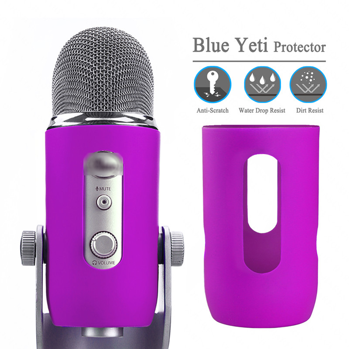 Silicagel protector biedt voor Blauw Yeti microfoon cover Zachte siliconen cover bescherm voor Blauw Yeti pro mic voorruit deel: Paars