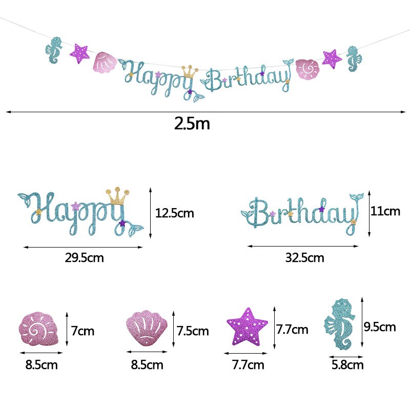 Printable Purple Glitter Mermaid Birthday Banner, Editable Instant