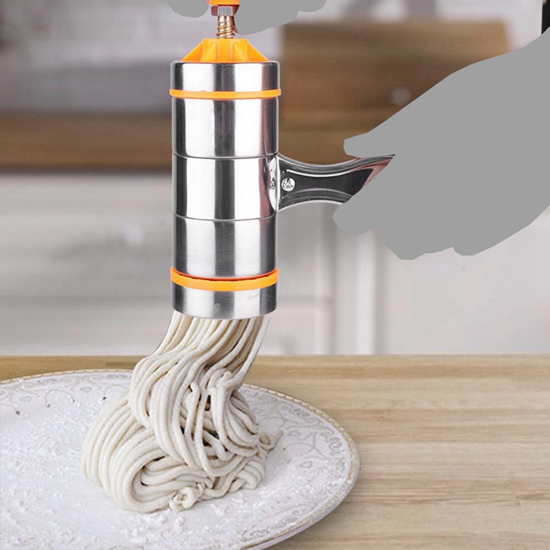 Household Manual Stainless Steel Pasta Maker Noodles Presser Making Machine with 7 Molds Noodle Maker