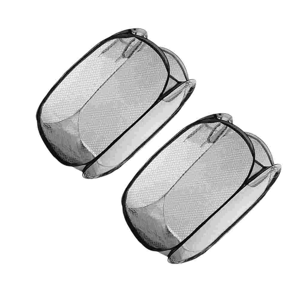 2pcs Laundry Hamper Practical Useful Foldable Clothes Hamper Clothes Basket for Home Outdoor Camping College Dorm: Black