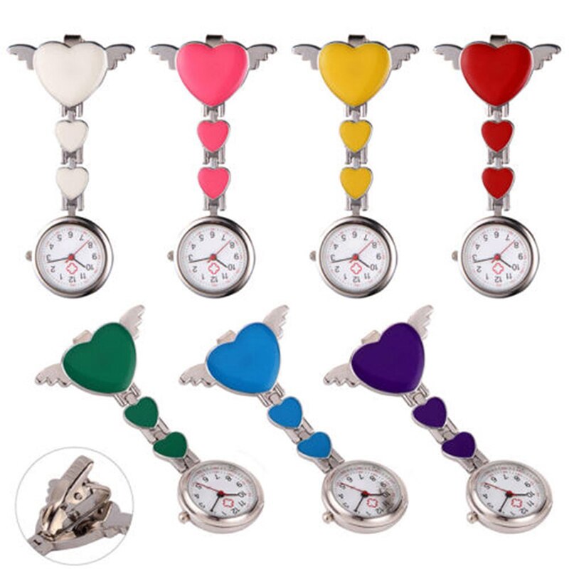 Relojes diales de bolsillo para enfermera, broche redondo de cuarzo con banda de Ángel, relojes colgantes para Doctor TT @ 88