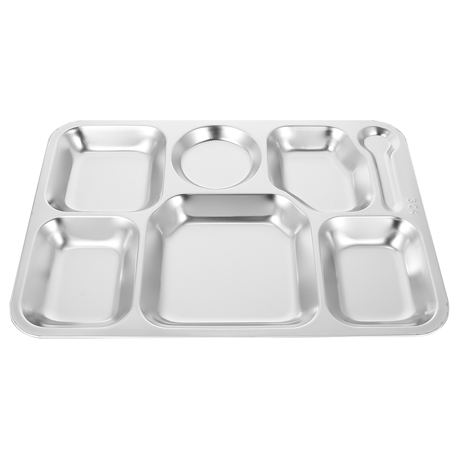 Bandeja de acero inoxidable para servir alimentos, bandeja duradera con 7 Secciones, dividida, color plateado, 1 unidad: Silver 02