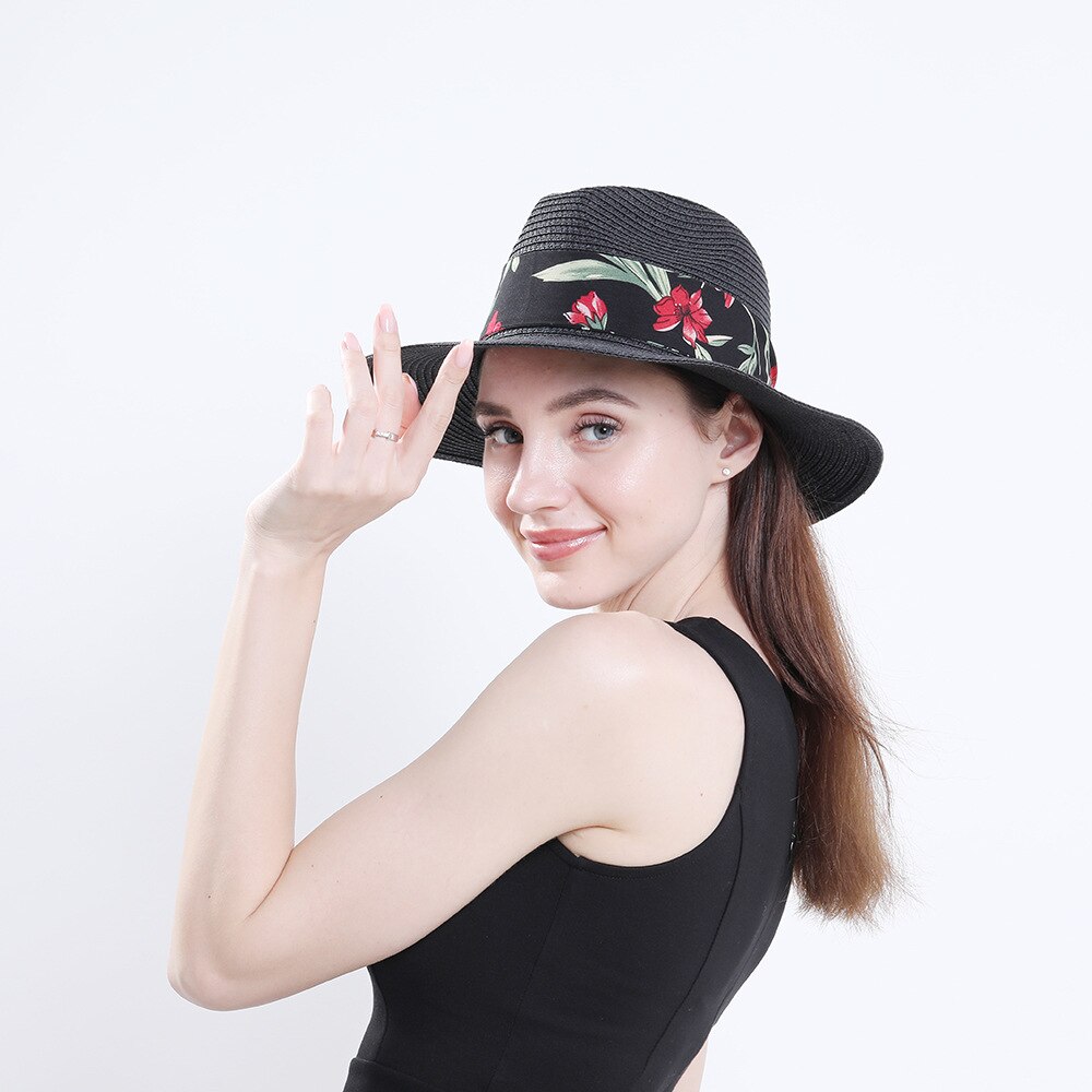 Dameshoed zomer brede rand strohoeden grote zonnehoeden uv-bescherming panama floppy strandhoeden dames strikhoed dames fedora's