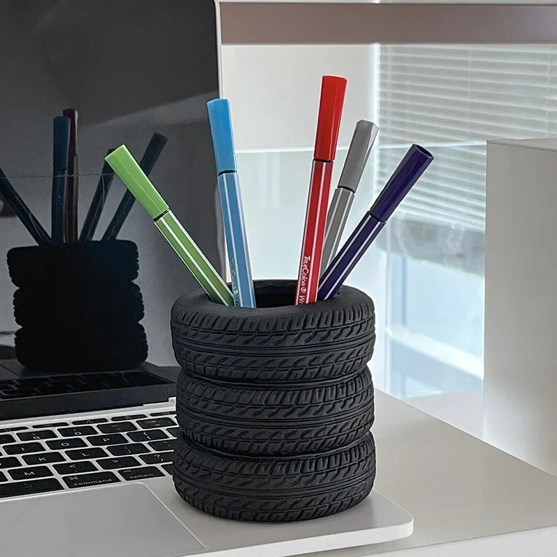 Tire Shaped Pen Holder - Unique Office Desk Organizer Office Supplies Desktop Multifunctional Storage Decorations
