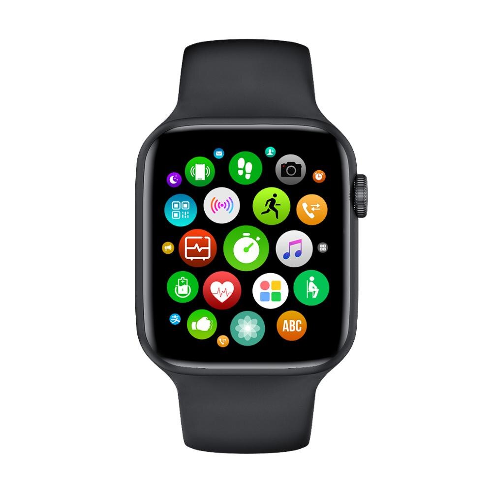 Iwo w26 relógio inteligente 44mm 1.75 polegada toque completo scree iwo w26 relógio inteligente para homem mulher iwo 12 pro ip68 smartwatch para ios android: Black