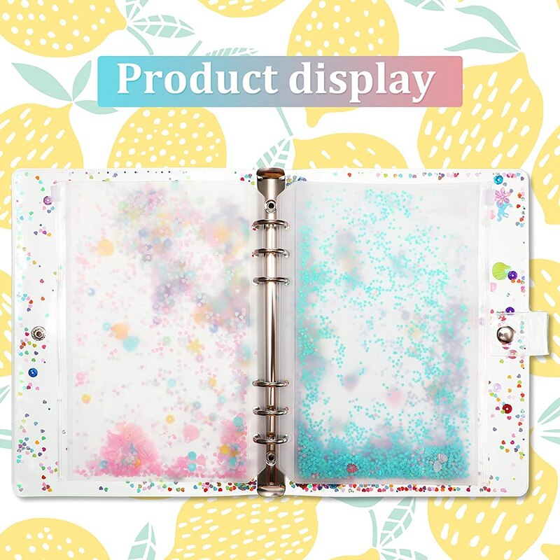 10 Pcs Binder Pockets with Notebook Binder Cover 6-Ring Loose Leaf Binder Pockets for School Office (A5 Size)