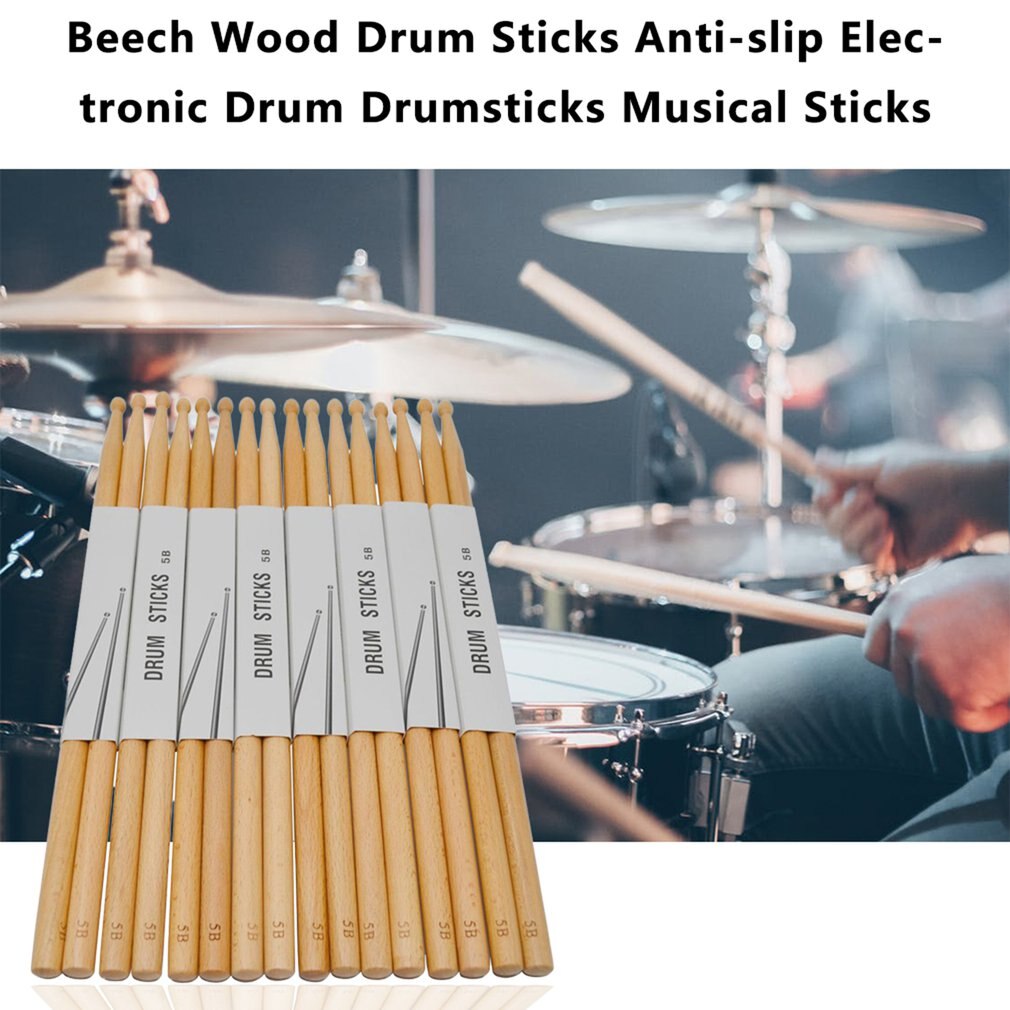 1Pc Drumstick 5B Drumstokken Anti-Slip Hard Professionele Essenhout Drum Sticks Muziekinstrument Muziek Band Accessoires