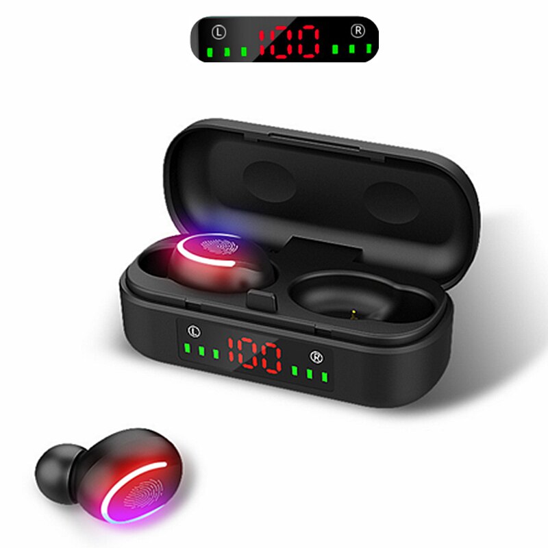 Echte draadloze oordopjes, bluetooth-koptelefoon met touchbediening en draadloze oplaadcassette, ipx 7- waterdichte stereo-oordopjes voor sport.: Ak02