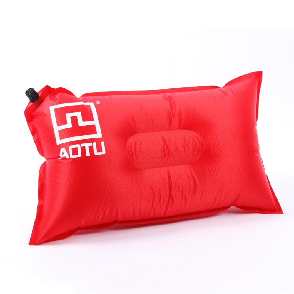 Portable Outdoor Inflatable Camping Pillow Ultralight Travel Pillows With Pocket Portable Inflation Cushion Soft Pillow D35: Red