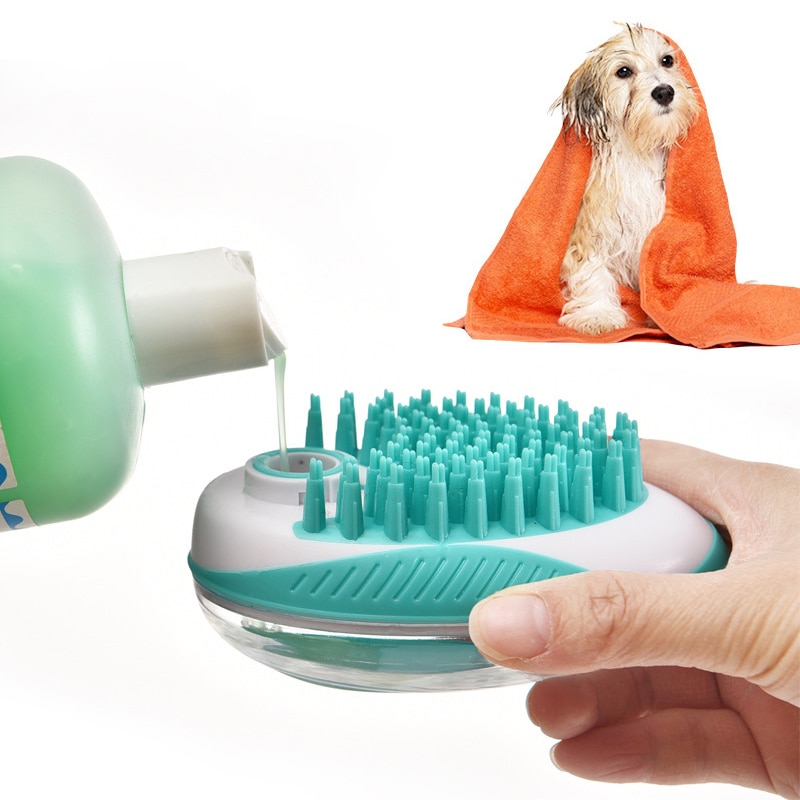 Cepillo para baño de perro, peine de silicona para mascotas, champú para SPA, cepillo de masaje, ducha, pelo, Grooming Cmob Dog, herramienta de limpieza, cepillos eliminación de pelo