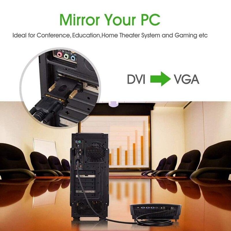 Active DVI-D to VGA Adapter DVI 24+1 to VGA Male to Female Video Converter for PC DVD Monitor HDTV(Dvi Male Vga Female)