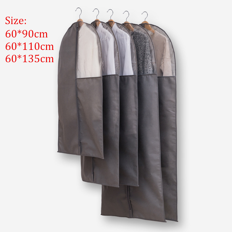 Housse de rangement en tissu Non tissé 1 pièce, housse Anti-poussière, sac de rangement en tissu Non tissé, fenêtre transparente, organisateur de manteau, costume de protection, enveloppe de vêtement pour la maison