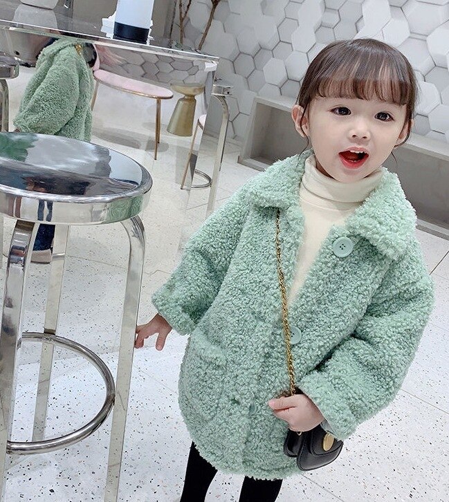Abrigo grueso y cálido para niñas de 2 a 6 años, Chaqueta larga de invierno, ropa de abrigo: Verde / 2T