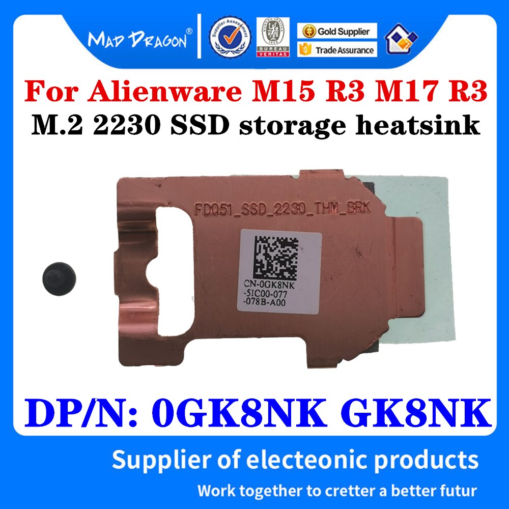 RT4G1 GK8NK 8F83M YDKGW For Dell Alienware M15 R3 M17 R3 Laptops 2280 SSD Bracket Adapter 2230 SSD SSD 3 Storage Card Heatsink: M.2 2230