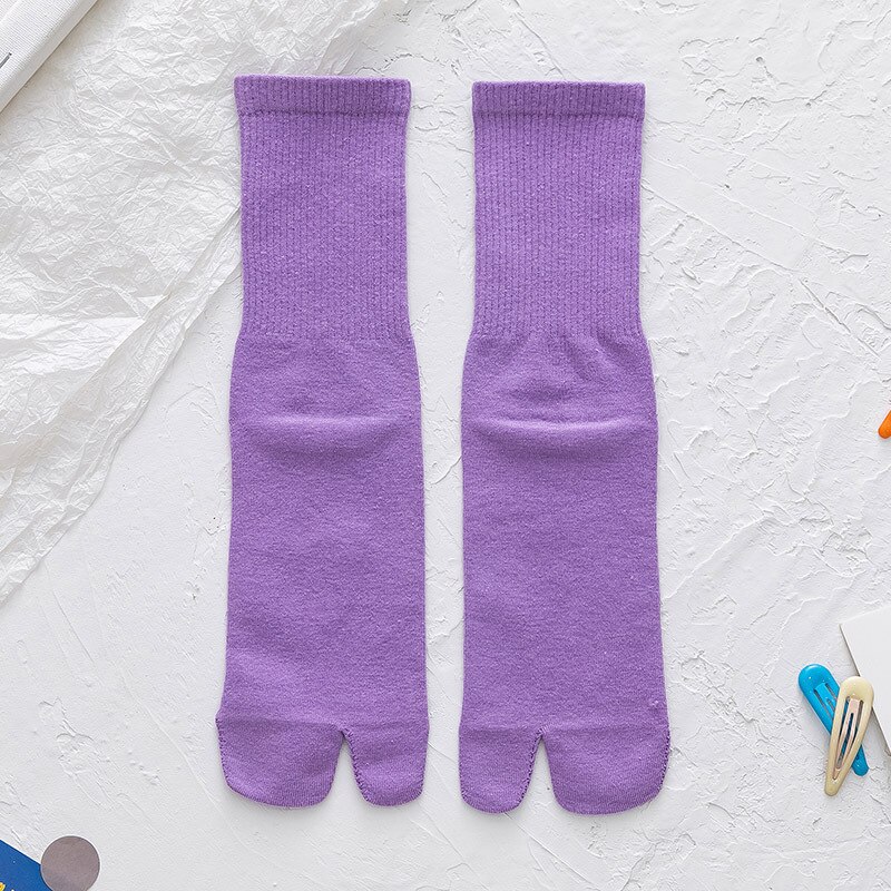 Tongs Kimono japonais, sandales à orteils fendus, chaussettes en coton pour hommes et femmes: Violet