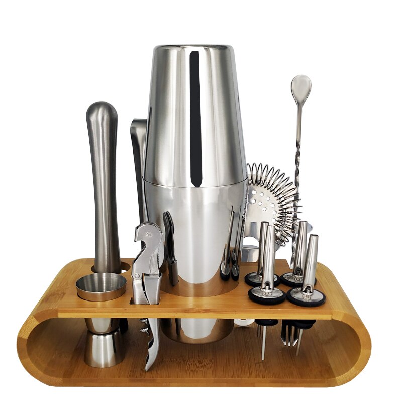 13 Stks/set Rvs Boston Cocktail Shaker Bar Wijn Mixer Set Barman Cocktail Hand Shaker Tool Kit Bar Tool Met houder