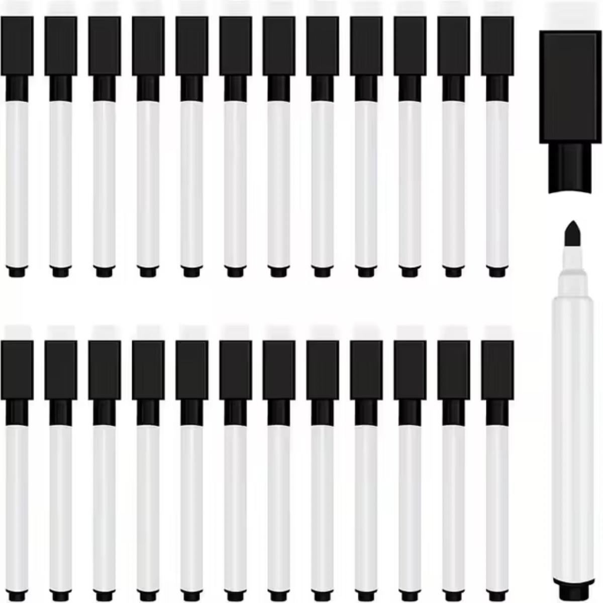 4 Stuks Zwart Droog Wissen Marker Met Gum Cap White Board Mini Dry Erase Marker Voor Kantoor Schoolbenodigdheden: WHITE