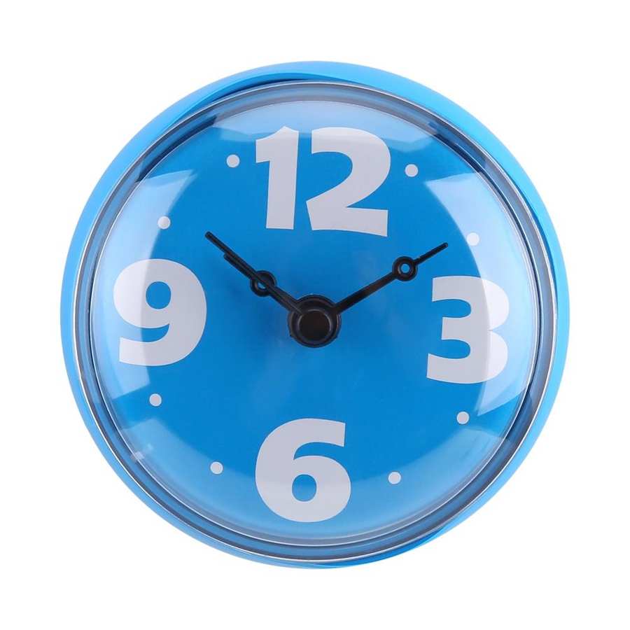 Horloge murale étanche, jolie minuterie, ventouse de douche, miroir mural de bain, horloge de cuisine, accessoires de salle de bains: Bleu