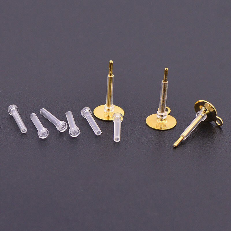 20pcs/lot Prevent Allergy Ear Cannula Resin Transparent Earring Sleeve For Jewelry Making DIY Earring Accessories