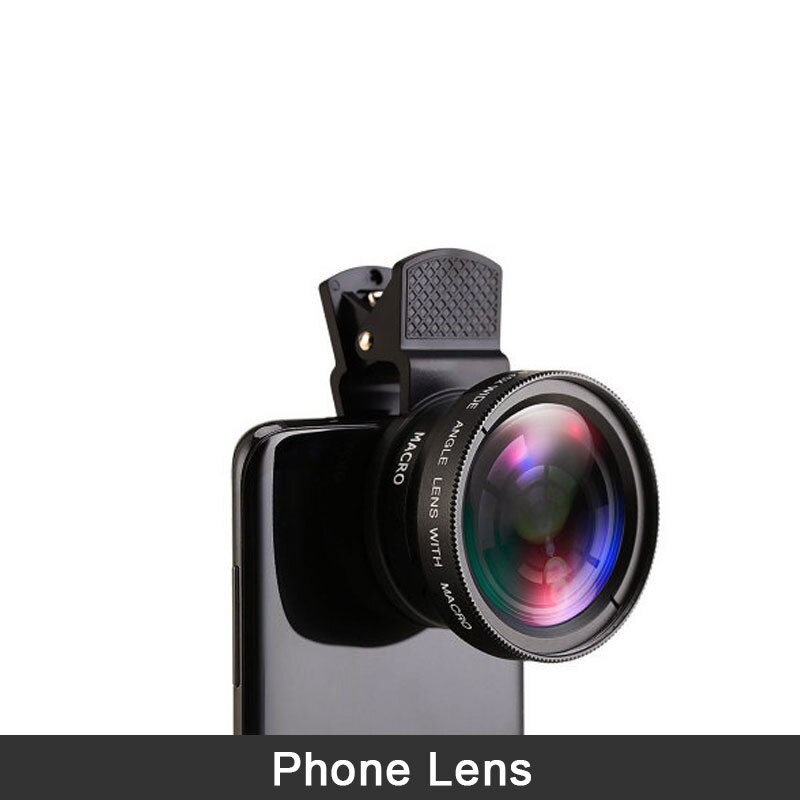 ZWN Gimbal LED Lampe Mikrofon Stativ Stents Aktion Kamera platte Telefon Objektiv Verlängerung stange Tasche Zubehör paket: Telefon Linse
