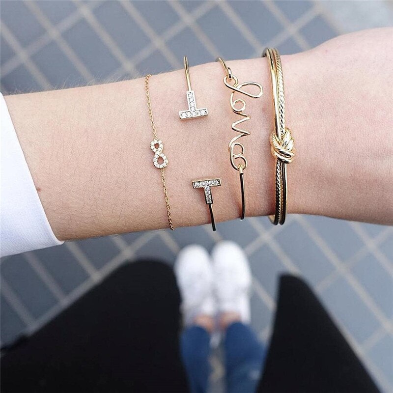 WUKALO Charm 4 stks/set Damesmode Kristal Cirkel Blad Ketting Gouden Kleur Gesimuleerde Parel Armband Set Party Bruiloft Sieraden
