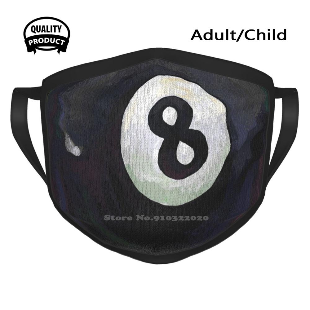 Billiards 8 Ball Men Women Child Girl Scarf Face Mask 8 Ball Eight Ball Pool Ball Pool Players Pool Lovers Indoor Sport Pool: Black Mask / Adult Size