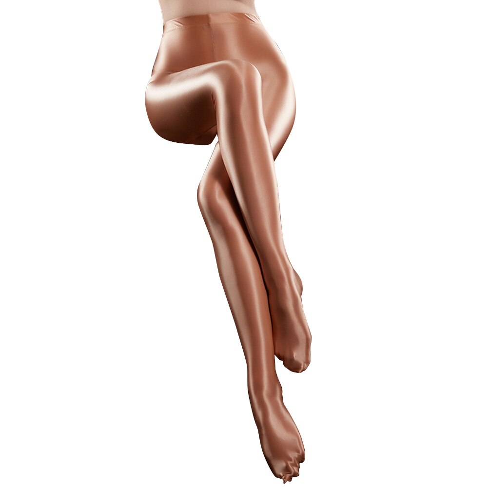 Vrouwen Glanzende Glossy Spandex Kousen Opaque Panty Sport Fitness Panty ED889: champagne